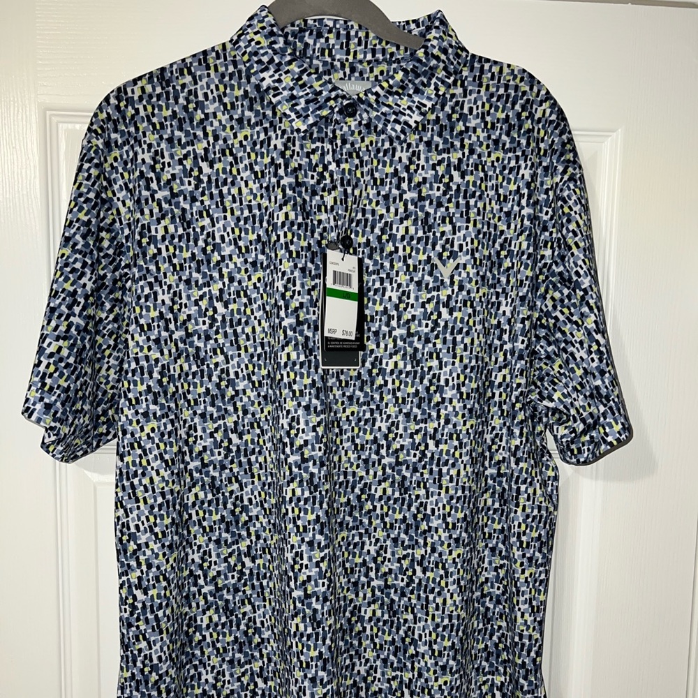 New Callaway Golf Men’s Opti-Dry Polo/Performance Shirt (Blue/LG)